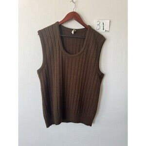 Vintage 70s Drummond Sweater Vest Mens XL Brown Ribbed Orlon Acrylic USA